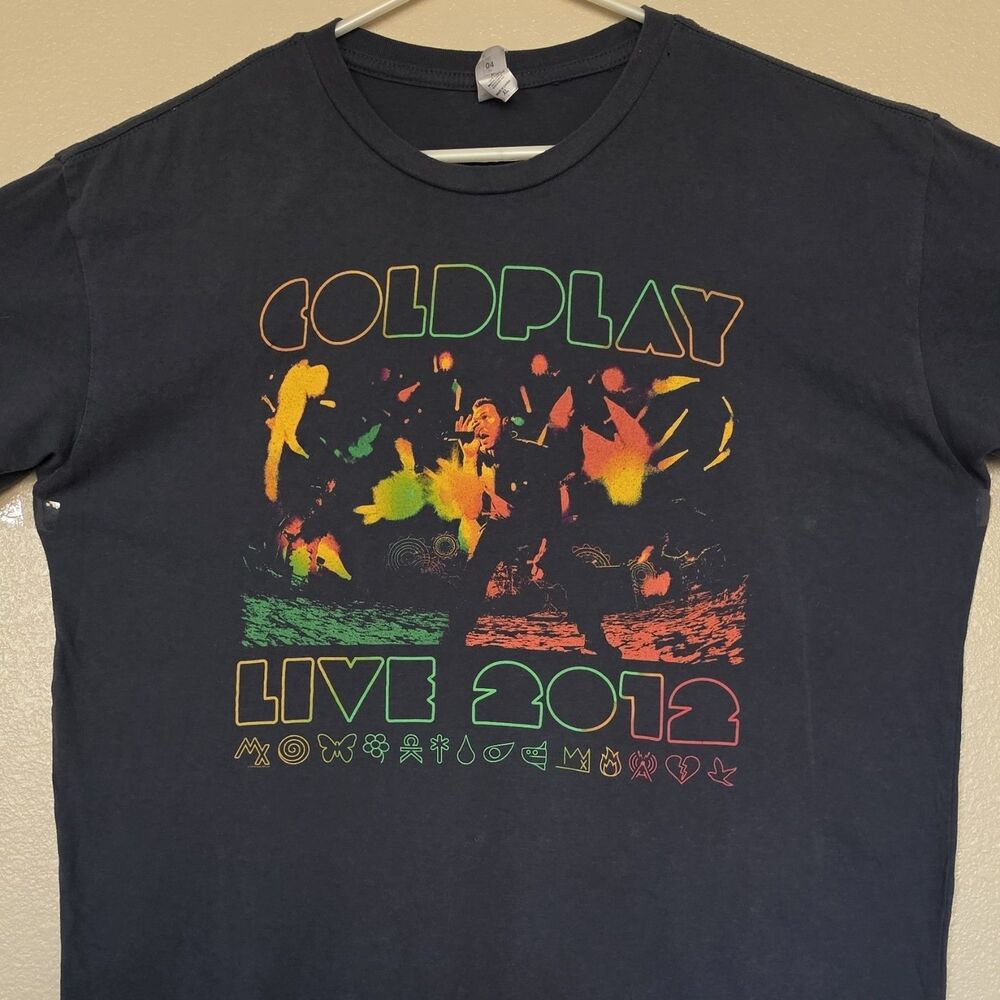 Coldplay Mylo Xyloto 2012 Tour XL T-Shirt Concert Canada USA Cities On Back